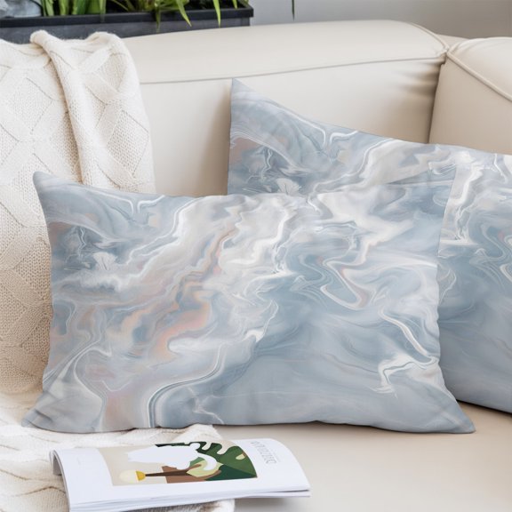 Light Blue Marble Pillow Covers 20x26 Inch Standard Size, Modern Abstract Ombre Minimalism Art Decorative Pillowcase with Zipper, Microfiber Pillow Protector Pillowcases for Couch Sofa Bed