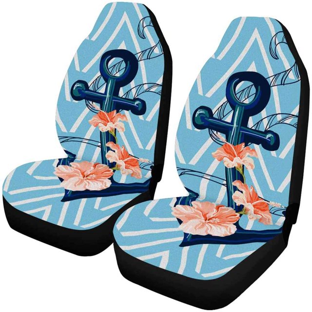 Juego de 2 Fundas para Asientos de Coche ABPHQTO Ancla Tropical Hibiscus Universal