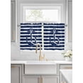 thumbnail image 2 of Half Window Curtains 24 Inches Long, Navy Blue Anchor Nautical Window Treatment Curtain Drapes, Navy Blue Striped Farmhouse Short Curtains Tiers for Kitchen Over Sink, 27.5"x24", 2 Panels, 2 of 7