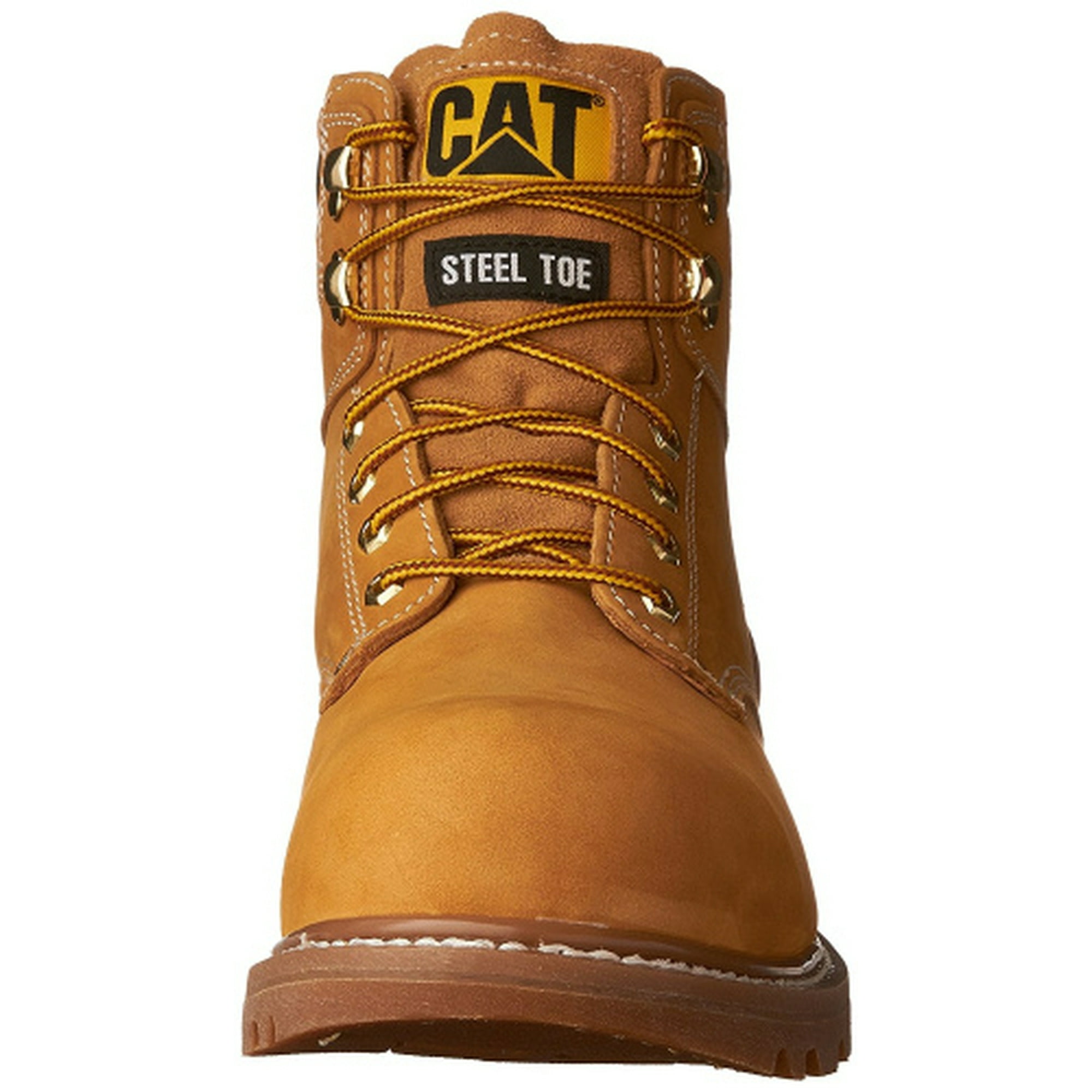 7 W US, Honey) - CAT Second Shift Mens Leather Steel-Toe