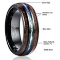 thumbnail image 4 of Anillos de tungsteno de 0.315 in para hombres y mujeres hawaianas con incrustaciones de madera de Koa cúpula azul centro alianzas de boda ajuste cómodo, 4 of 4