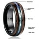 thumbnail image 4 of Anillos de tungsteno de 0.315 in para hombres y mujeres hawaianas con incrustaciones de madera de Koa cúpula azul centro alianzas de boda ajuste cómodo, 4 of 4