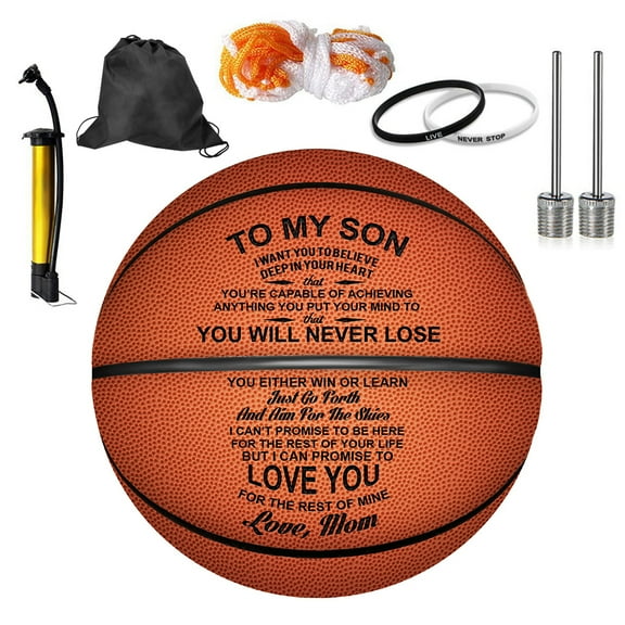 KW Personalized Letter Basketball For Son, Basketball Indoor/Outdoor Game Ball For Boy, Birthday Christmas Gift For Son From Mom