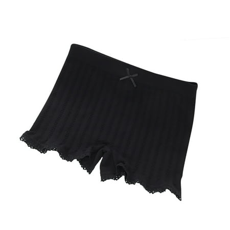 

YWDJ Women s Underwear Women Fashion Solid Color Panties Breathable Soft Stretch Underwear Panties Black Free