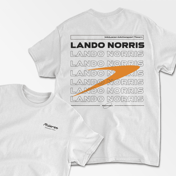 Norris Racing T-Shirt – British Driver Motorsport Fan Tee (White, S)