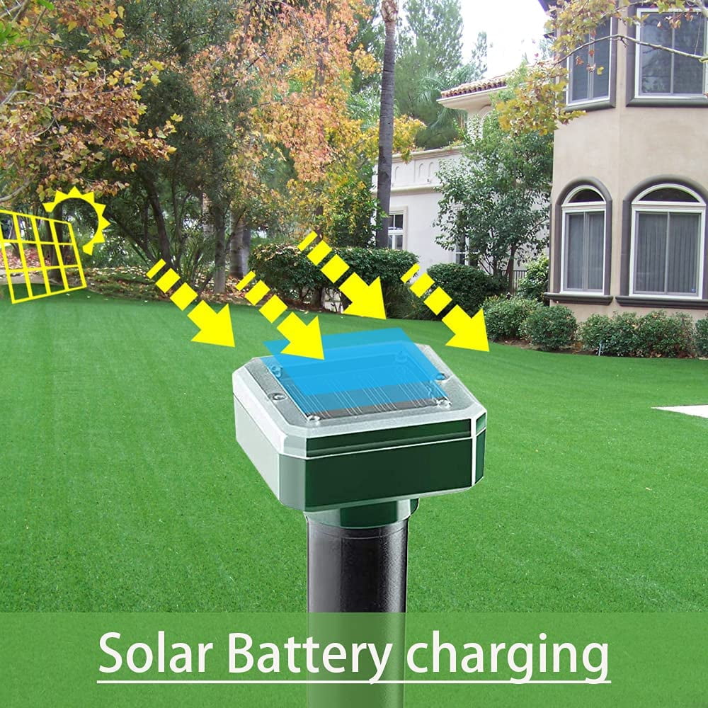 Roofei 2 PCS Solar Mole Repellent, Solar Mole Repeller Ultrasonic Pest Deterrent, IP65 Waterproof Animal Repellent, Rodent Repellent Pest Control Gopher, Vole & Snake for Outdoor Lawn Garden Yards