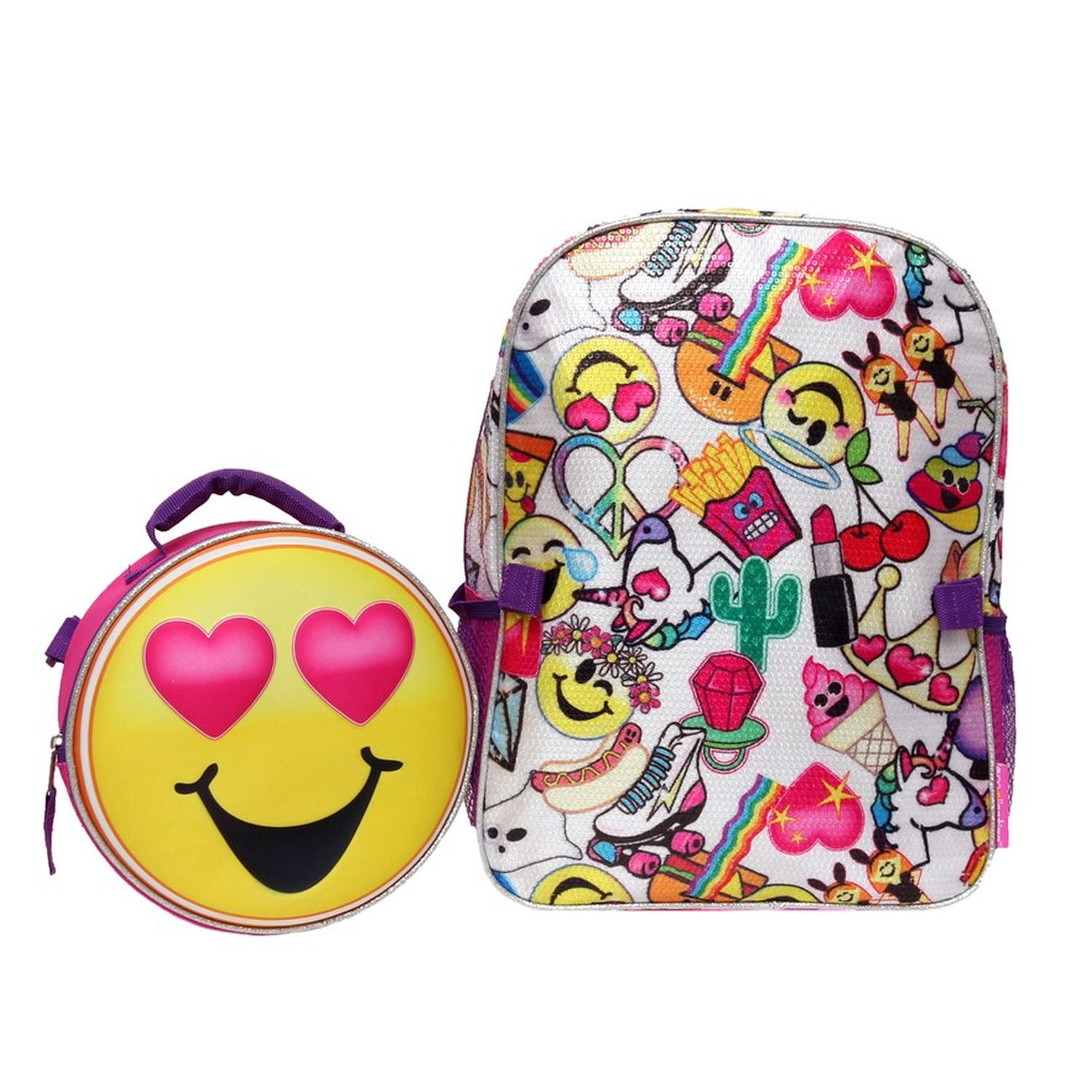 Set 6 Cute Emoji Smiling Face With Heart Eyes Waterproof Backpack Beach Bag 
