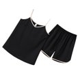 thumbnail image 2 of Conjunto de lencería sin mangas para mujer, cómodo, transpirable, 2 piezas, cuello en V, camiseta sin mangas, pantalones cortos para verano, 2 of 8