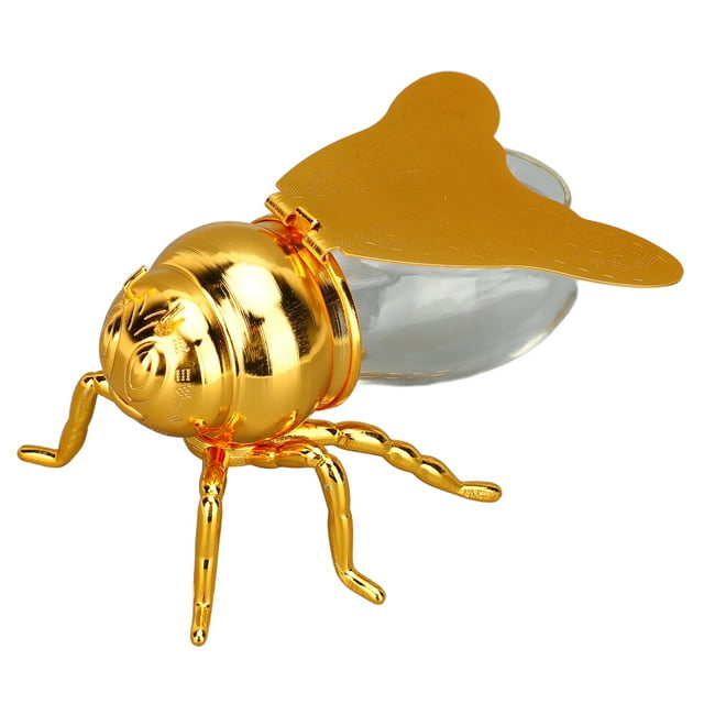 Exquisite Bee Design Bee Shaped Jar, Compact and Lightweight, Construction, Wide Application with Glass and Zinc Alloy Materials for Home Kitchen or Office