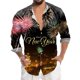 thumbnail image 1 of Camisas De Vestir Para Hombre Manga Larga Camisa de manga larga con solapa con botones y estampado digital 3D para hombre de Año Nuevo y Festival de Primavera (Blue, 3XL), 1 of 5