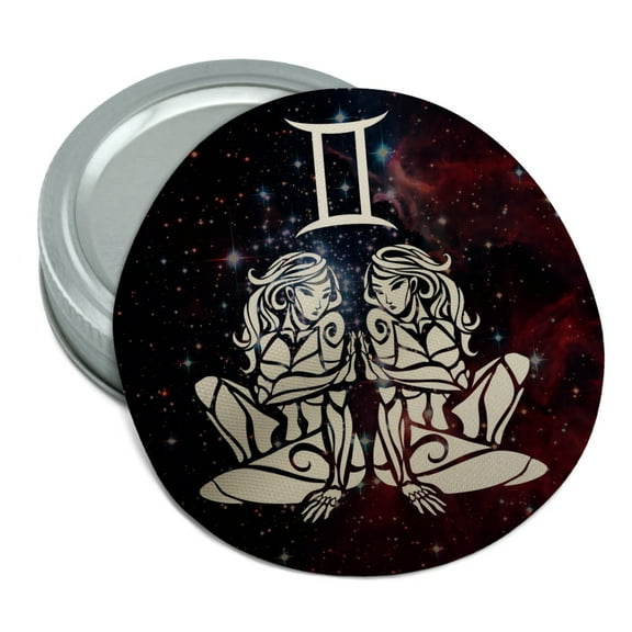 Gemini Twins Zodiac Sign Horoscope in Space Round Rubber Non-Slip Jar Gripper Lid Opener