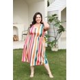 thumbnail image 3 of TIYOMI Womens Plus Size Dress Rainbow Summer Elegant Dress Short Sleeve V Neck Dress Pride Month Vacation Holiday Dress Casual Loose Fit Dress XL 14W 16W, 3 of 5