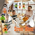 thumbnail image 2 of Mfigree 3PCS Halloween Home Garden Straw Ghost Pendant Decoration,Pumpkin Witch Halloween Tree Ornaments, Cute Flying Ghost Straw Windsock Pendant Home Indoor Patio Lawn Garden Outside Supplies, 2 of 9