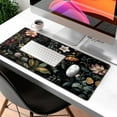 thumbnail image 3 of Dark Floral Desk Mat Vintage Aesthetic Desk Pad Flower Plant Black Extended Mouse Pad Large Gaming Mousepad XL Laptop Computer Mouse Keyboard Mat 31.5 x 11.8 in for Office Decor, 3 of 7