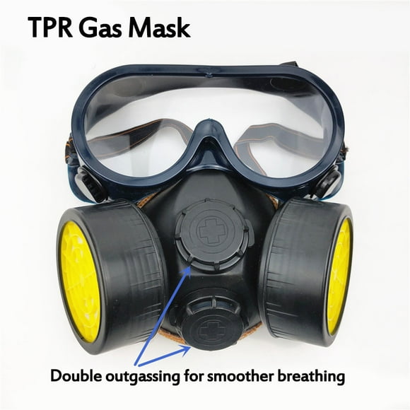 Protective Mask Tpr Double Gas Valve Double Tank Gas Mask Chemical Spray Paint Anti-smoke Dust Pesticide Pesticide Smoke Protection Mask Dustproof