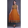 thumbnail image 2 of Bimba Orange Damask Indian Long Kurti For Women Party Wear Printed Sleeveless Anarkali Kurti Dress Small, 2 of 6