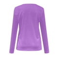 thumbnail image 4 of TKLPEHG Womens Blouse V-Neck Basic Tops Fashion Casual Lightweight Fall Tops Solid Color Long Sleeve T Shirt Comfy Loose Pullover (Purple,M), 4 of 5
