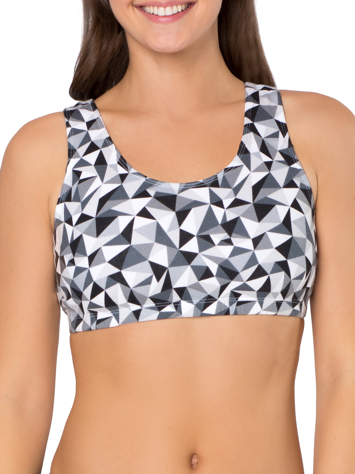 Fruit of the Loom Women's Tank Style Cotton Sports Bra, 3-Pack, Style-9012