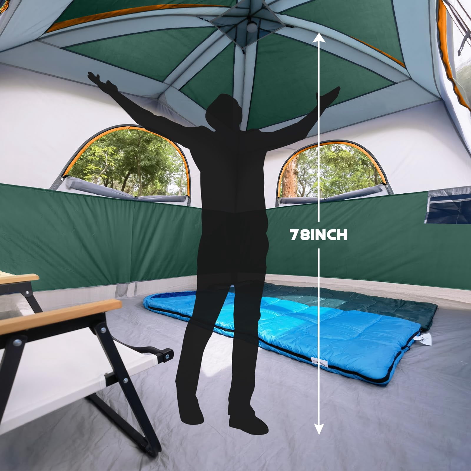 Tents 6 Person Waterproof Windproof Easy Setup Double Layer Family Camping Tent With 1 Mesh Door & 5 Large Windows -10'x9'x78in(h)
