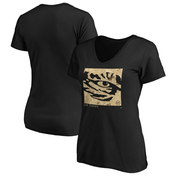 Women's Black LSU Tigers OHT Eagle V-Neck T-Shirt