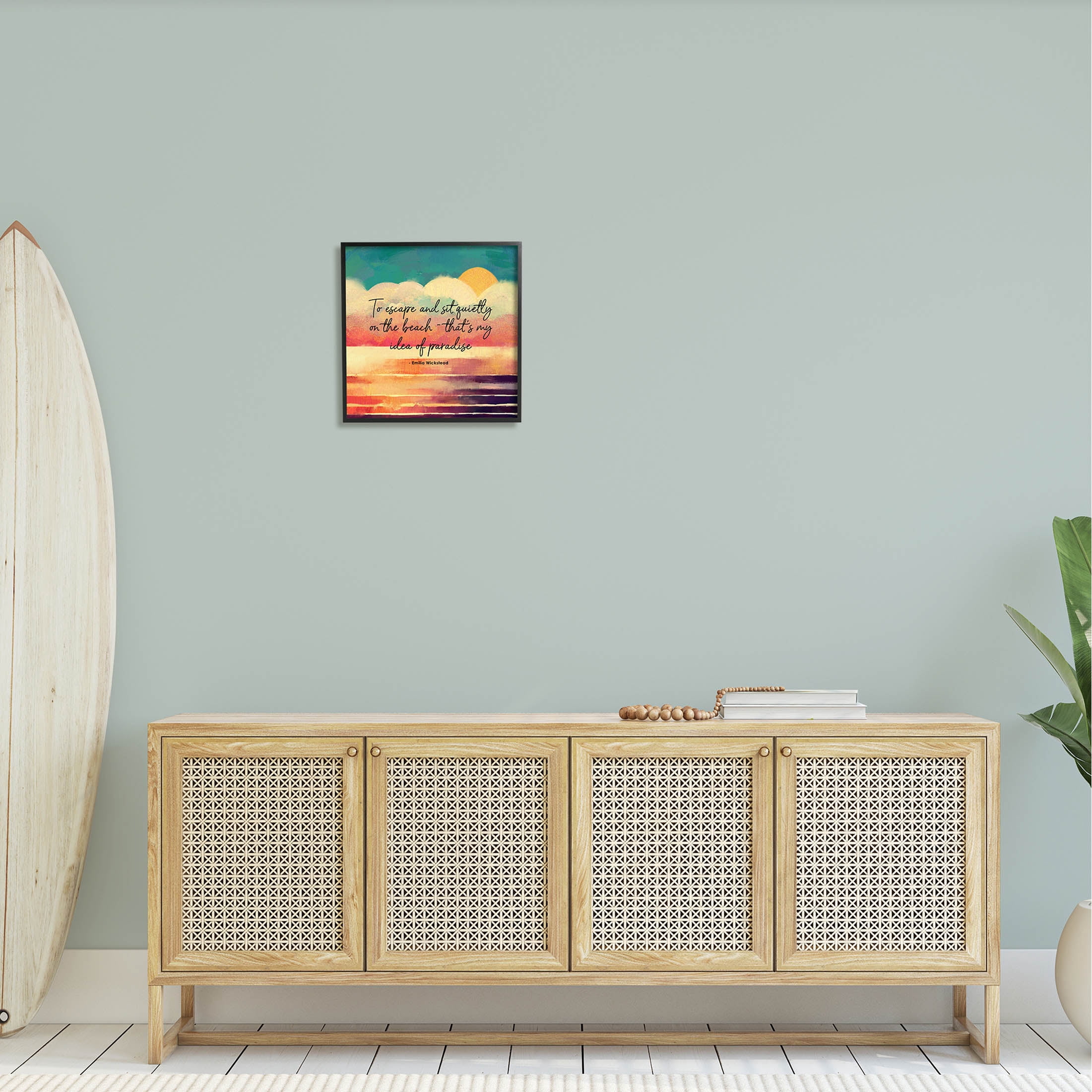 Stupell Industries To Escape Paradise Phrase Graphic Art Black Framed Art Print Wall Art, Design by Ziwei Li