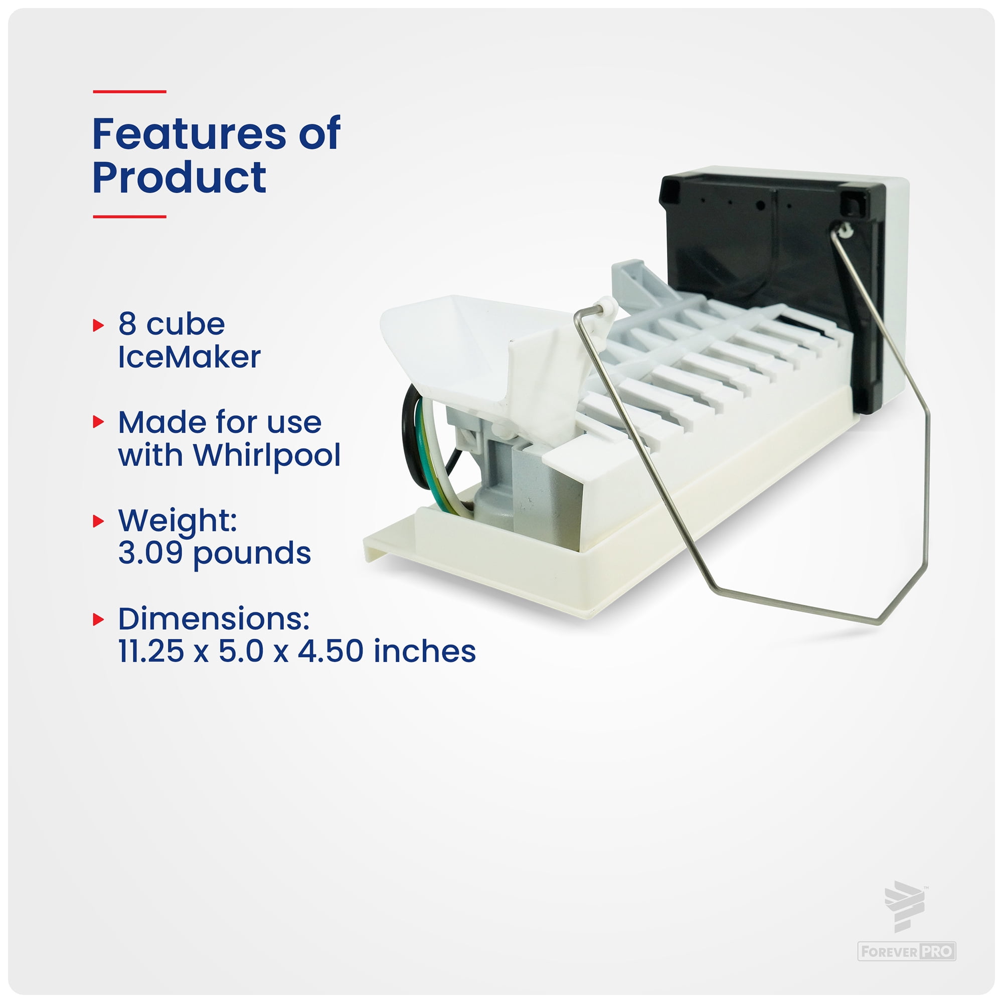 ForeverPRO W10884390 Icemaker for Whirlpool Appliance W10469286 AH3651397 EA3651397 PS3651397