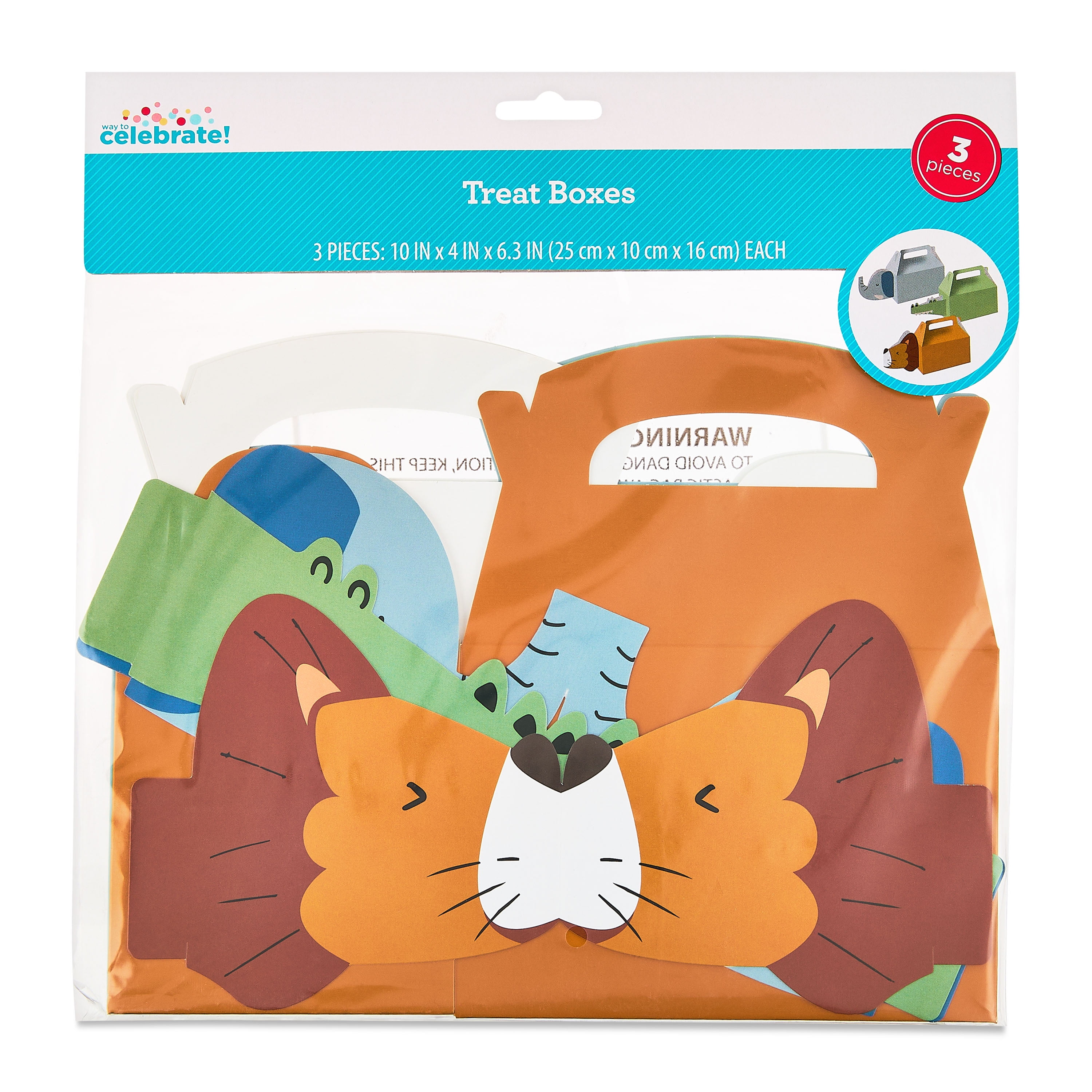 Lion, Alligator and Elephant Paper Treat Boxes, 3 Count, by Way To Celebrate