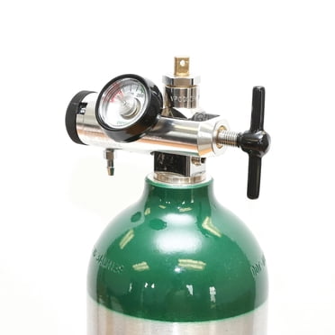 Oxygen Regulator 0-15 LPM With Gauge - CGA-870 Fitting For Oxygen Tanks, Includes Wrench, Washers & Swivel Connectors