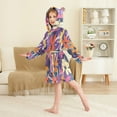 thumbnail image 4 of FORMRS Niños Bathrobe Unisex Hooded Robe Soft Plush Pajamas Sleepwear, Size 7-9T, Colorful Painted Flowers Pattern, 4 of 7