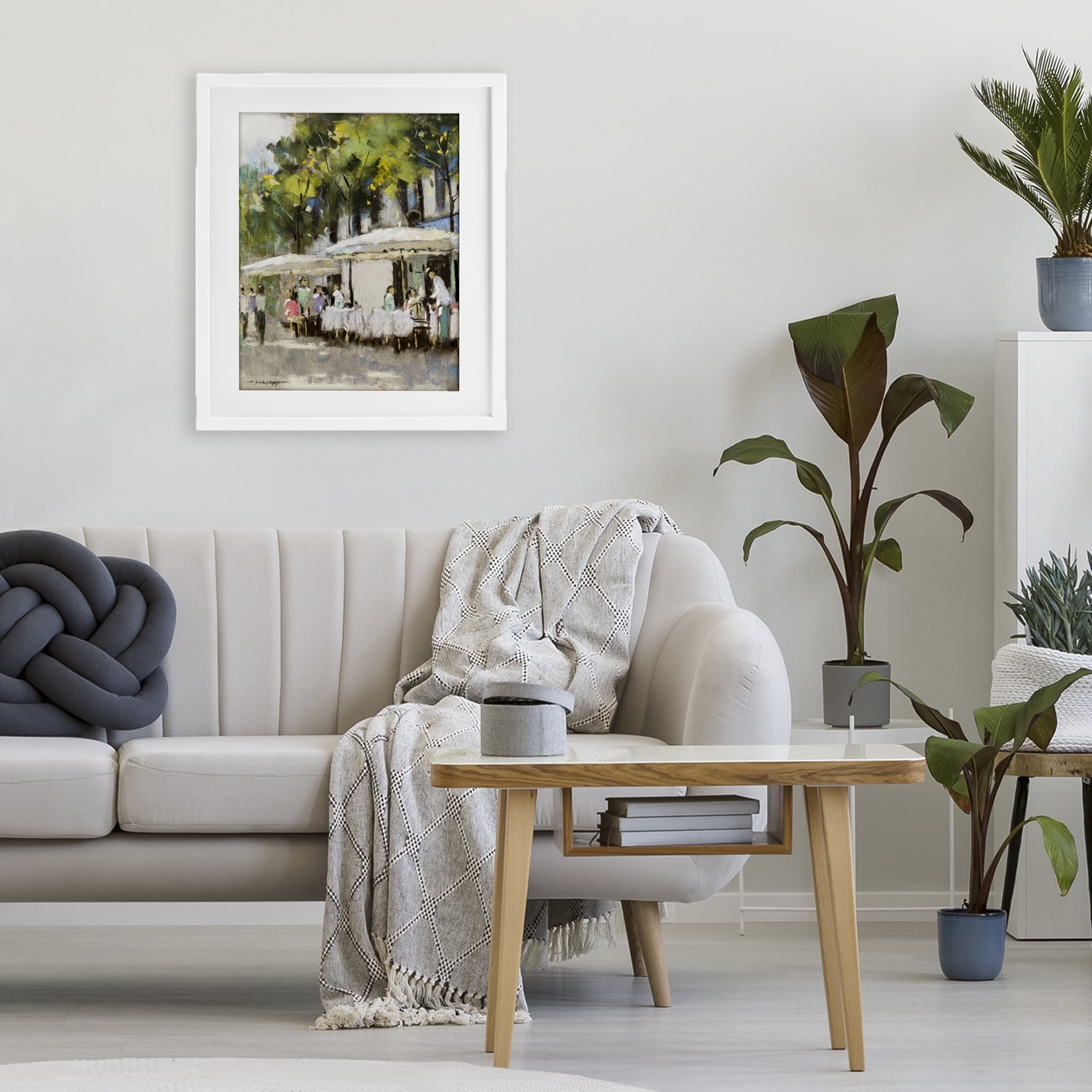 Stupell Industries Sunny Street Cafe Dining White Framed Print Under Glass, design by Anthony Orme