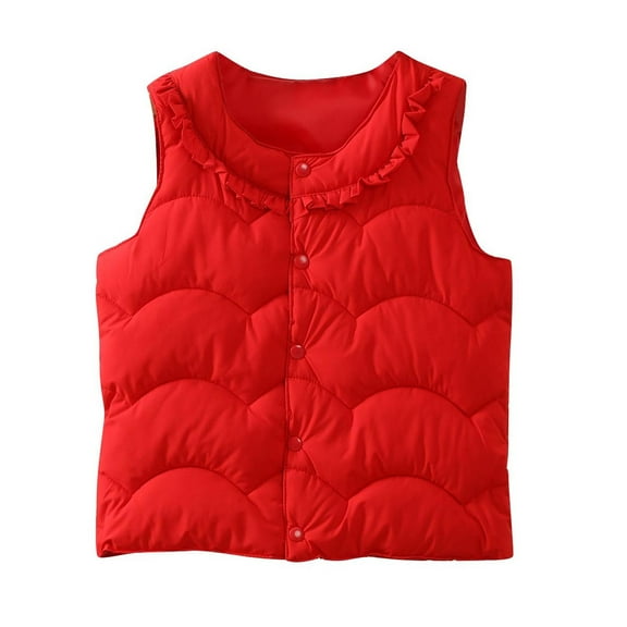Annhoo Toddler Boys Girls Puffer Vest Sleeveless Button down Quilted Jackets Winter Comfy Warm Fleece Waistcoat