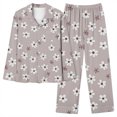 thumbnail image 7 of successthop Button Up Pajamas for Women Floral Long Sleeve Lapel Nightwear and Pj Pant Print Sleepwear with Pockets Gray, 7 of 7