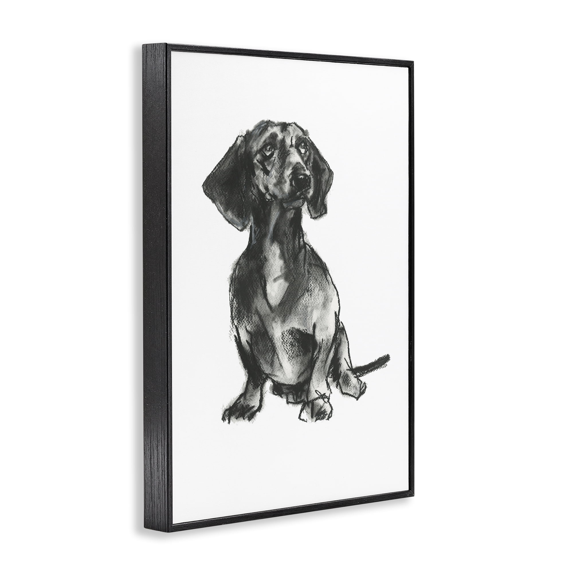 Stupell Industries Dachshund Sitting Drawing Animals & Insects Drawing Black Framed Art Print Wall Art, 12 x 18