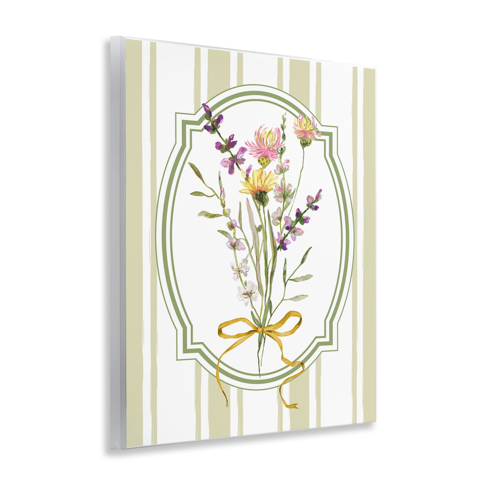 Wildflowers Bouquet Classic Stripes Wall Plaque Art, design by Adonna Ebrahimi