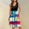 thumbnail image 2 of Women's Lightweight Sundress, Sleeveless Casual Summer Wear with Allover Patriotic Print, Perfect for Festivals and Daily Errands,Red L, 2 of 5