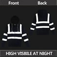 thumbnail image 3 of High Visibility workwear safety full zip hoodie reflective sweatshirt (Navy,S), 3 of 7