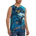 thumbnail image 2 of Haiem Men's Blue Iceberg Leaf Wolf Print Tank Tops Summer Sleeveless Cut Off Workout T-Shirts Fitness Vest Athletic Undershirts-Small, 2 of 8