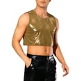 thumbnail image 4 of INSPIRE CHIC Shiny Tank Tops for Men's Sleeveless Tee Shirt Party Disco Metallic Crop Vest S Golden, 4 of 4