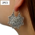 thumbnail image 3 of 5xPendientes Gitanos Pendientes Colgantes De Gota Tallados Tribales Huecos De Metal Plata 5 piezas, 3 of 8