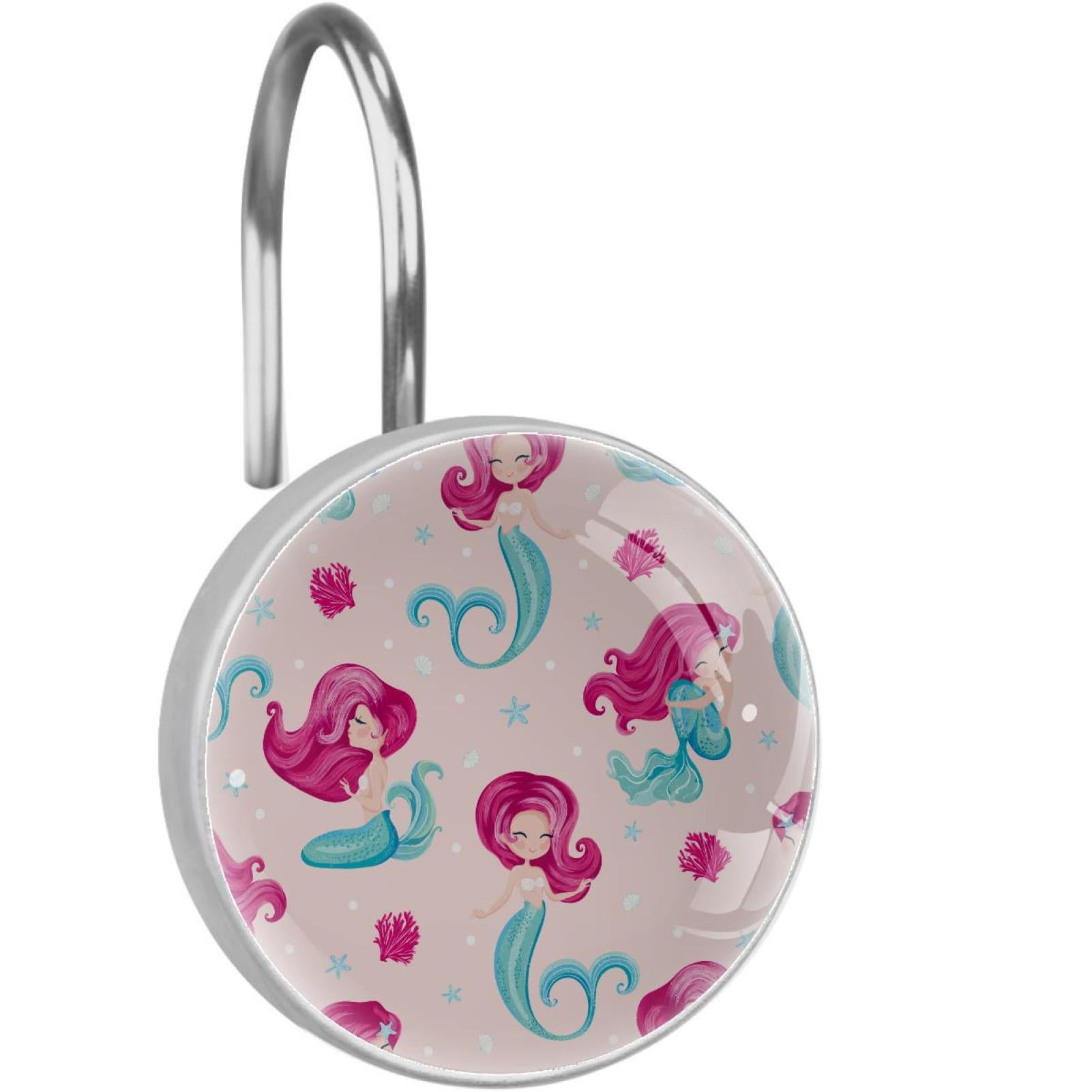Pink Mermaid Shower Curtain Hooks???Set of 12???for Home Hotel Shower Rods