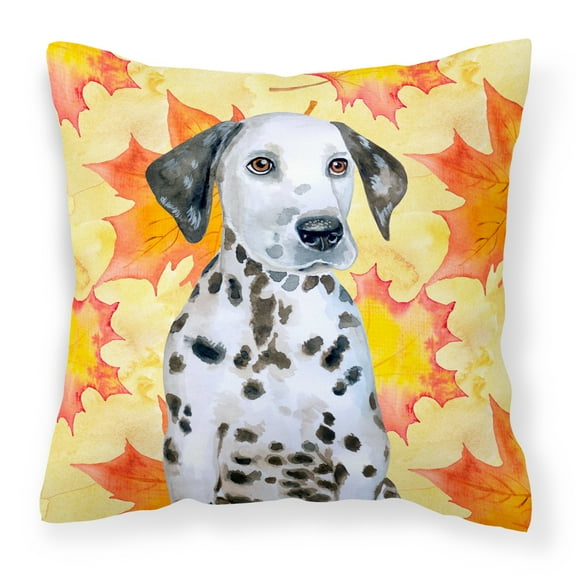 Carolines Treasures BB9969PW1414 Dalmatian Puppy Fall Fabric Decorative Pillow 14Hx14W multicolor