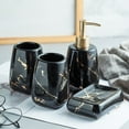 thumbnail image 7 of Bathroom Soap Dispenser Set Bathroom Accessories Set 4 Pcs Ceramic Marble Bathroom Accessories Complete Set Bathroom Decor - 1 Soap Dispenser, 2 Tumblers, 1 Soap Dish, Glossy Black, 7 of 7
