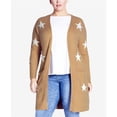 thumbnail image 1 of EVANS Womens Starry Cardigan Sweater, Brown, Plus Size, 20W, 1 of 1