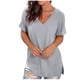thumbnail image 4 of Pntutb - Camiseta de manga corta para mujer, cómoda, informal, cuello en V, color sólido Pntutb Pntutb-771, 4 of 7