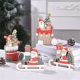 thumbnail image 3 of Collectible Figurines Wooden Santa Sleigh, 5x5.4 Inch Christmas Socks Sleigh Ornament Desktop Decor Unique Holiday Gift Display, 3 of 4