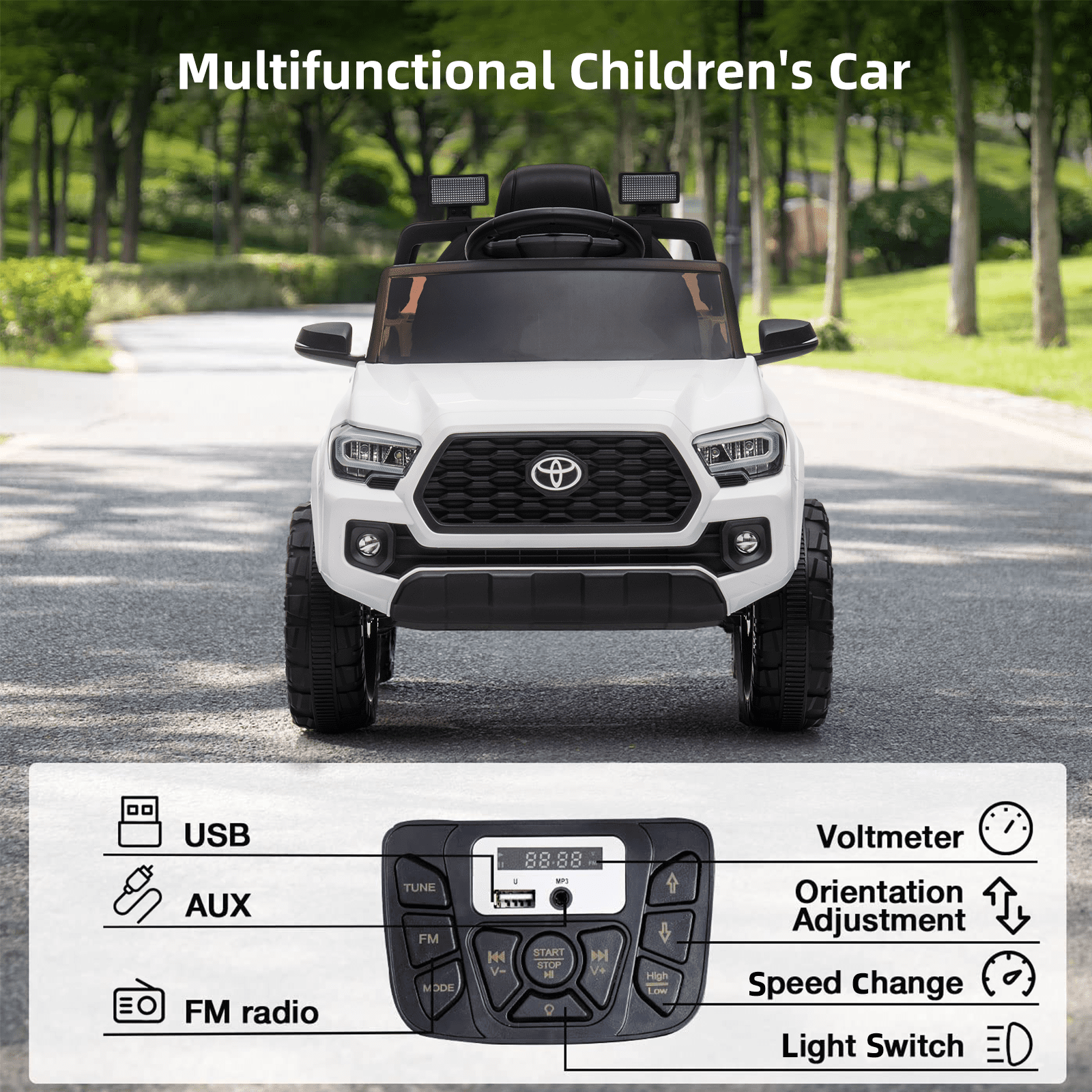 Officially Licensed Toyota Tacoma Car, 12V Battery Powered Electric Car with Remote Control, Spring Suspension Safety Belt, 2-Speed Ride On Toy Car with Headlights, for 37-96 Months