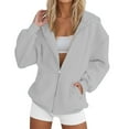 thumbnail image 5 of yunLCZ Womens Sweatshirt Women's Hoodie, Ecosmart Fleece Full-zip Hoodie, Zip-up Hooded Sweatshirt Polyester,Spandex White S, 5 of 5