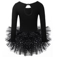 thumbnail image 2 of Girls Long Sleeves Tutu Dance Dress Ballet Leotard For Practice With Glitter Sequin Design And Crotch Snap Skirt, 2 of 6