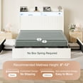 thumbnail image 6 of Amolife Queen Bed Frame, Chenille Upholstered Storage Bed with 2 Shelves LED Wingback Headboard, 3 Drawers & USB Ports, White, 6 of 11