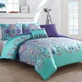 thumbnail image 2 of VCNY Home Amherst 5-Piece Aqua Damask Reversible Comforter Set, King, Adult, Unisex, 2 of 7
